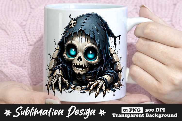 Hooded Skeleton Reaper Clipart Sublimation PNG