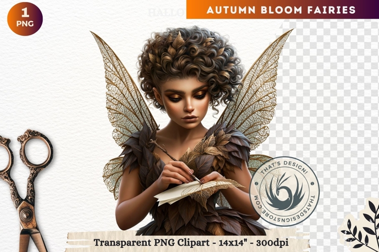 Autumn Bloom Floral Fairy Clipart, Mythical Fantasy PNG