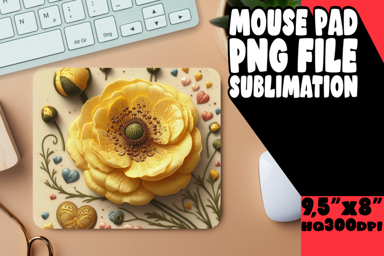 Unique Desk Pad Design Sublimation, 3D Flower