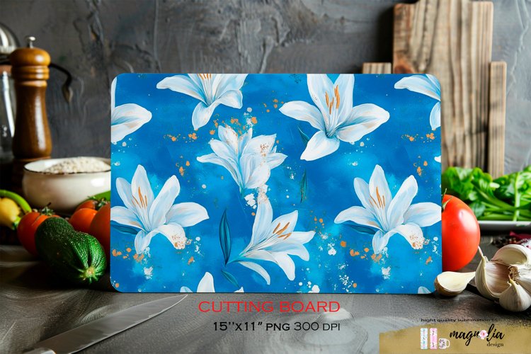 Kitchen cutting board | lily blossom sublimation png example image 1