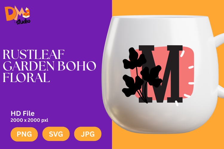 Rustleaf Garden Boho Floral Monogram