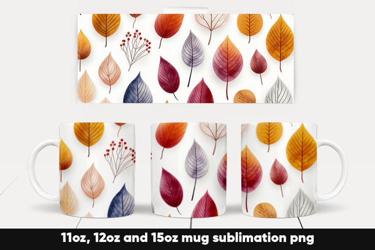 Fall autumn leaves mug wrap sublimation example image 1