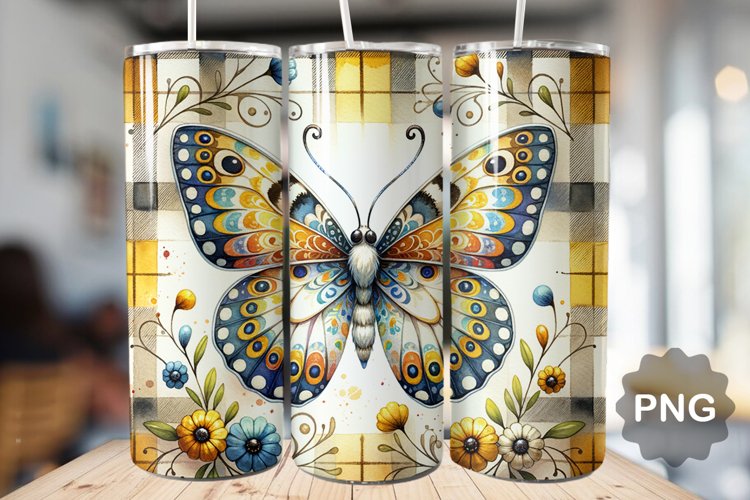 Butterfly Tumbler Sublimation - 20 Oz Skinny Tumbler