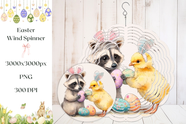 Cartoon Easter Raccoon Wind Spinner, Easter Wind Spinner PNG