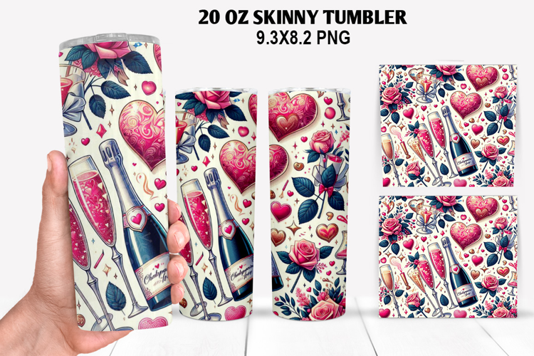 Valentine Skinny Tumbler 20oz Wrap Design, Valentine Tumbler