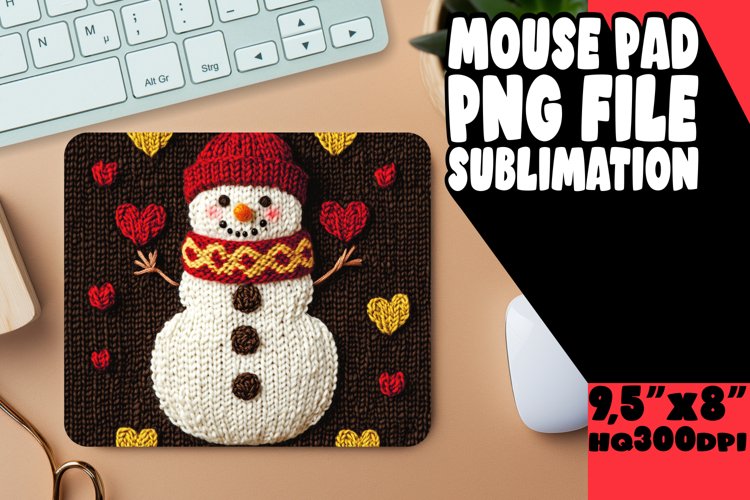 Cheerful Mouse Pad PNG Style, Snowman