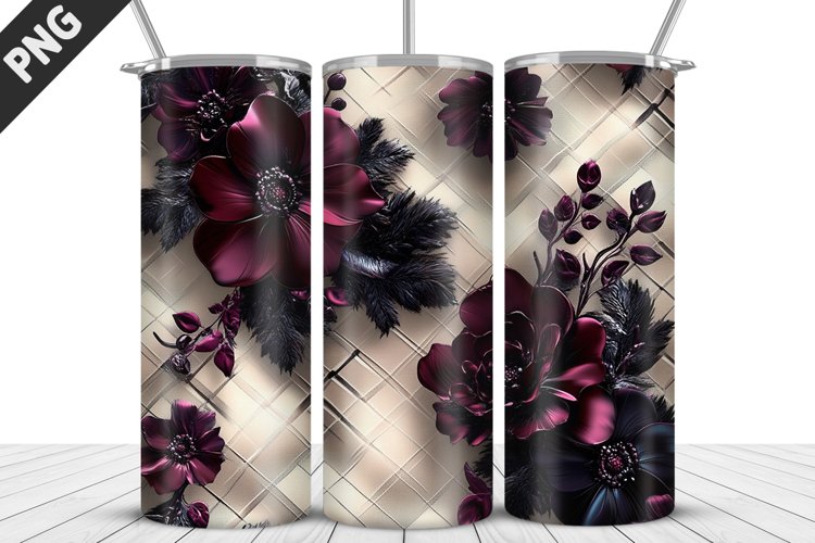 3D Daisy Flowers 20oz Tumbler Wrap | Sublimation Design example image 1