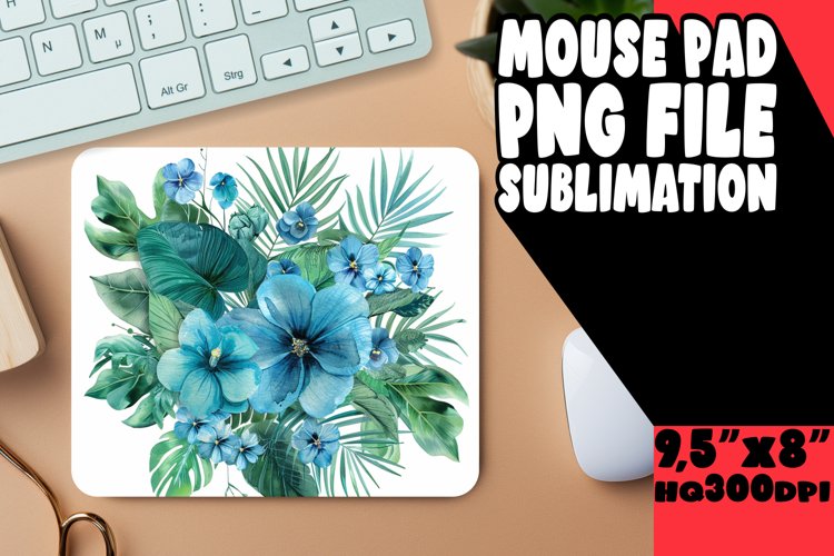 Colorful Flower Pattern Mouse Pad Design PNG