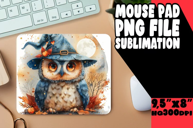Watercolor Owl Mouse Pad for Spring