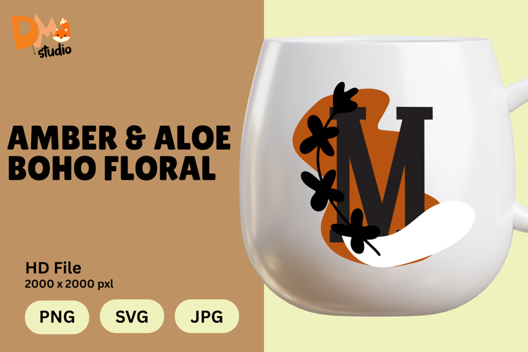 Amber   Aloe Boho Floral Monogram