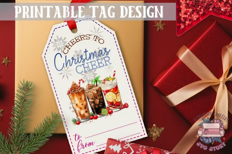 Watercolor Christmas Gift Tag Drinks Ornaments PNG