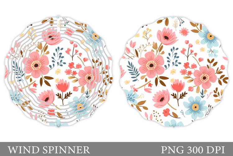 Floral Wind Spinner Sublimation. Flowers Wind Spinner Design example image 1