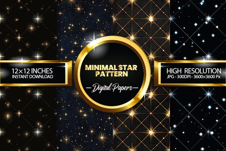 minimal star pattern Digital Papers - 04 variations