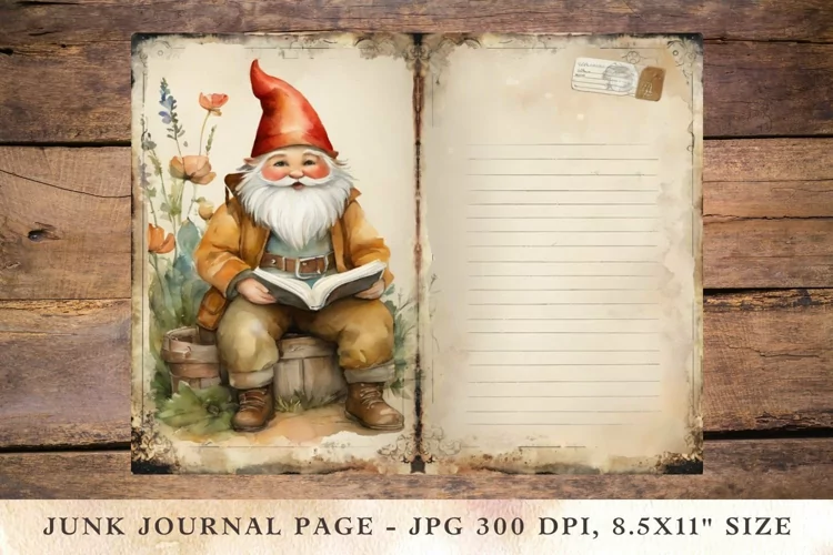 Printable Junk Journal Pages gnome 4