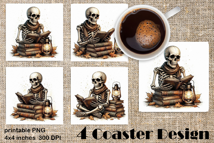 Dark Academia Floral Skull square coasters Sublimation