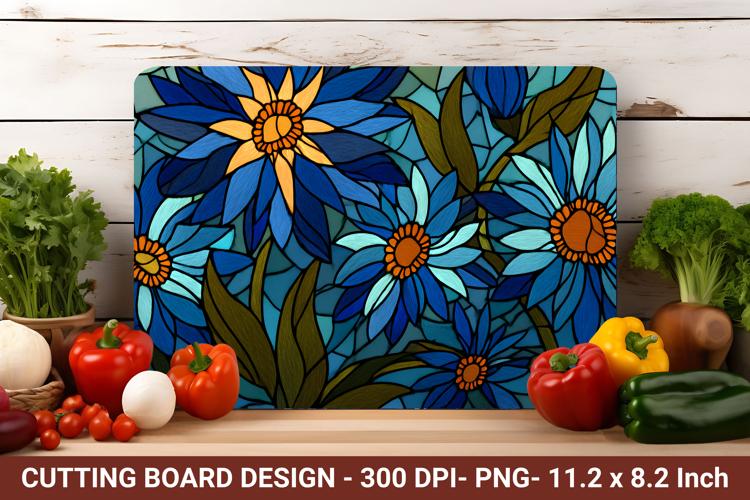 Stained Glass Aster Flower Cutting Board | Cutting Board Png