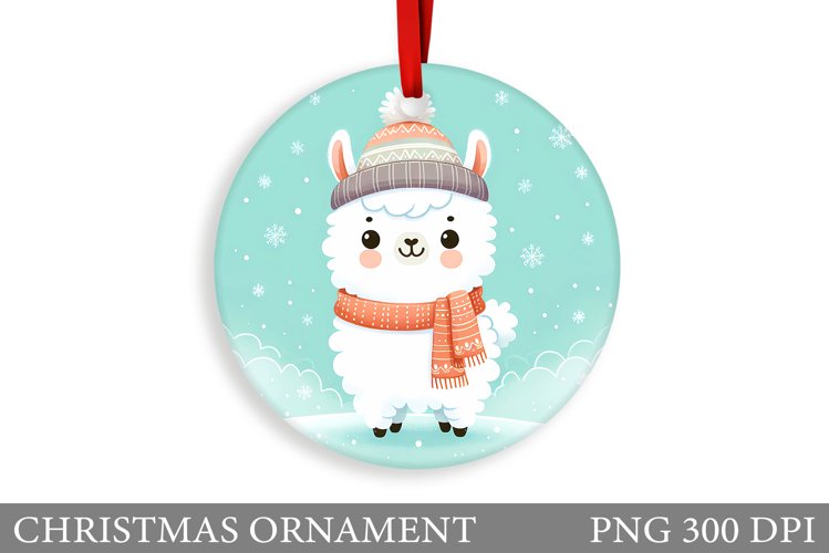Cute Lama Christmas Ornament. Christmas Ornament Sublimation example image 1