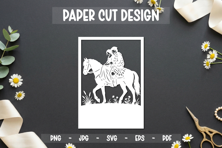 Romantic Couple Paper Cut Card, 5x7 Paper cut