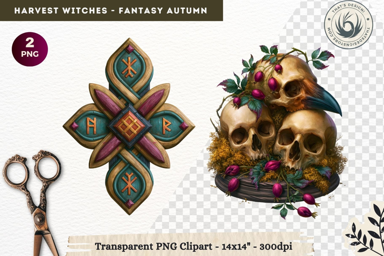 Harvest Witch Clipart Autumn Cottagecore Apothecary PNG RPG