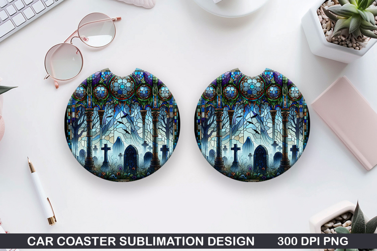 Car coaster sublimation, Halloween Coaster PNG Design