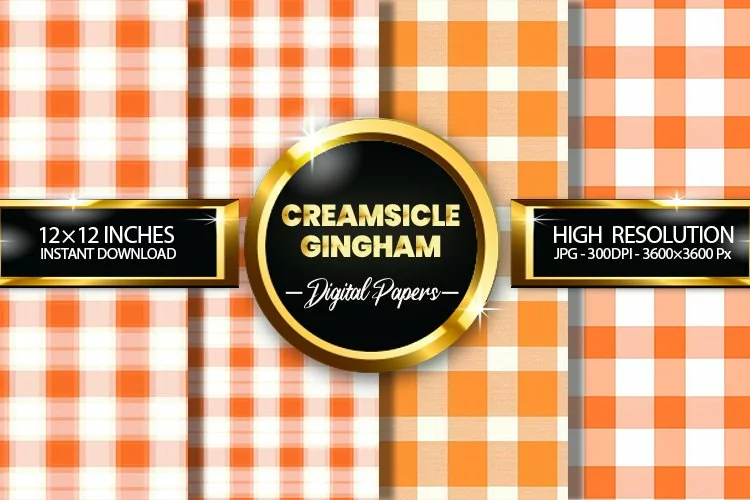 Creamsicle Gingham Digital Papers - 04 Variations