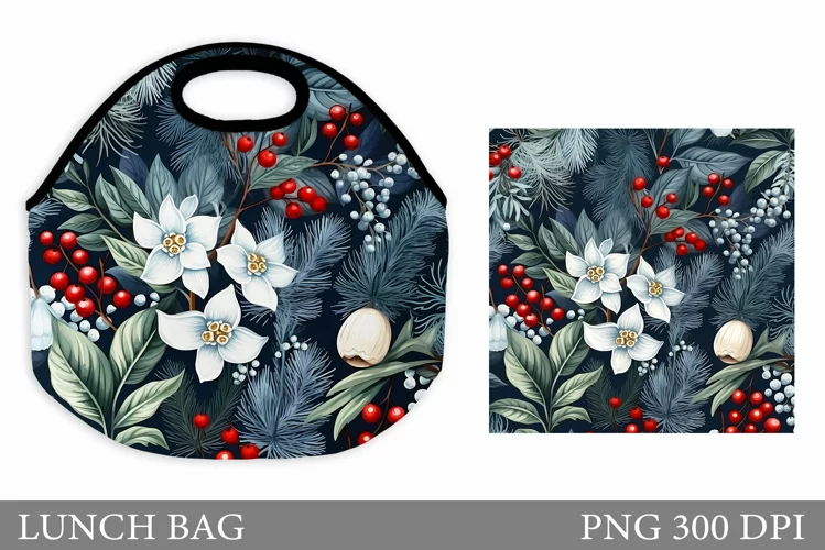 Flowers Lunch Bag Design. Flowers Leaves Lunch Bag