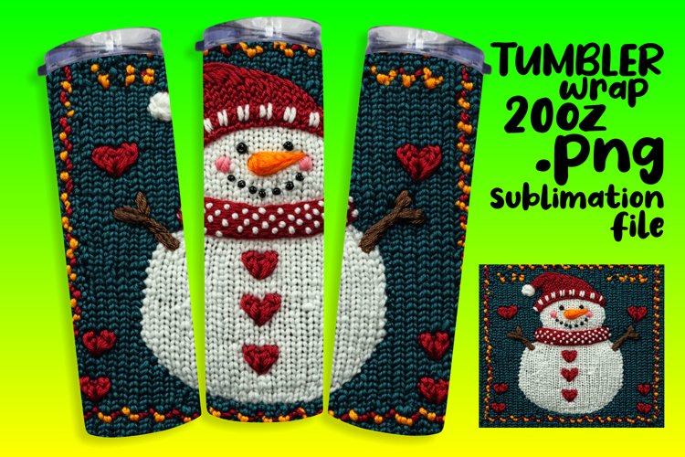 20oz Tumbler Wrap for Personalization , Snowman
