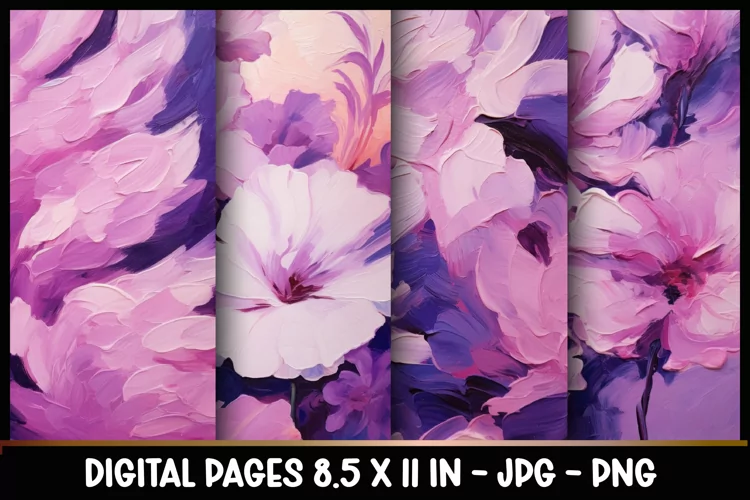 4 Flowers Digital Papers I Junk Journal 8.5x11
