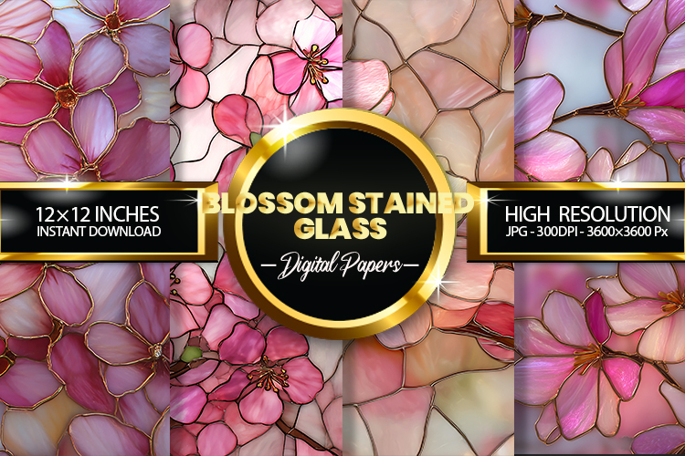 Blossom Stained Glass Digital Papers - 04 Variations