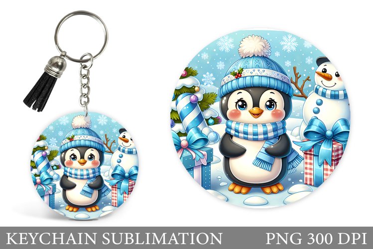 Christmas Penguin Keychain. Christmas Keychain Design example image 1