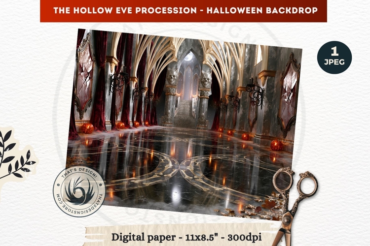 Gothic Halloween background - Hollow Eve Procession Backdrop