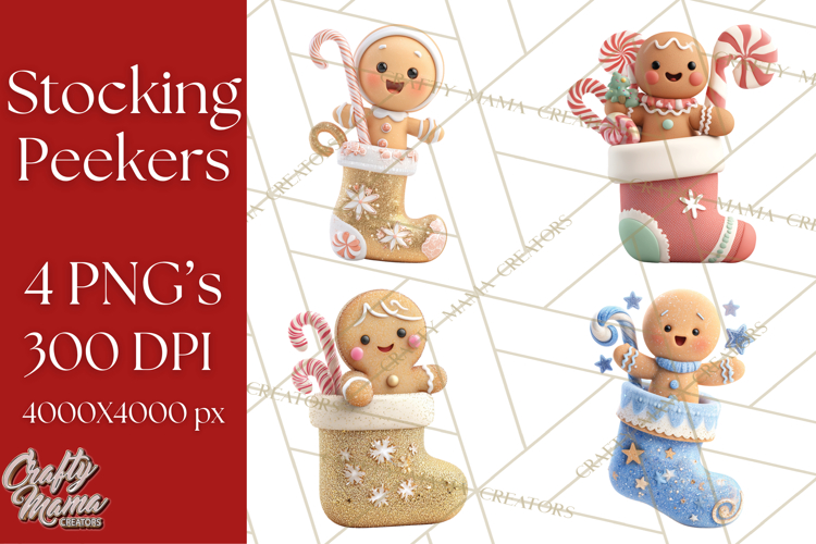 Christmas Stockings & Sleighs Clipart PNG Cute Holiday