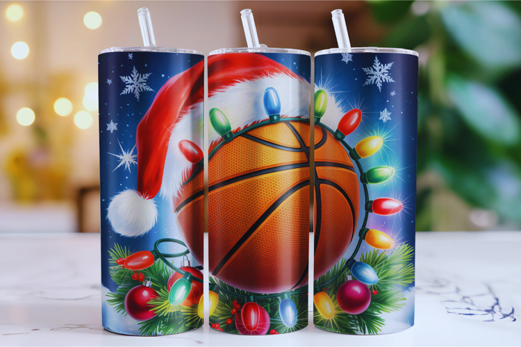 Merry Basketball Tumbler Wrap | Christmas Wrap