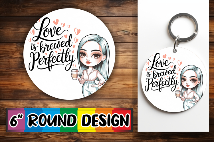 Whimsical Car Coaster Round, Love Woman