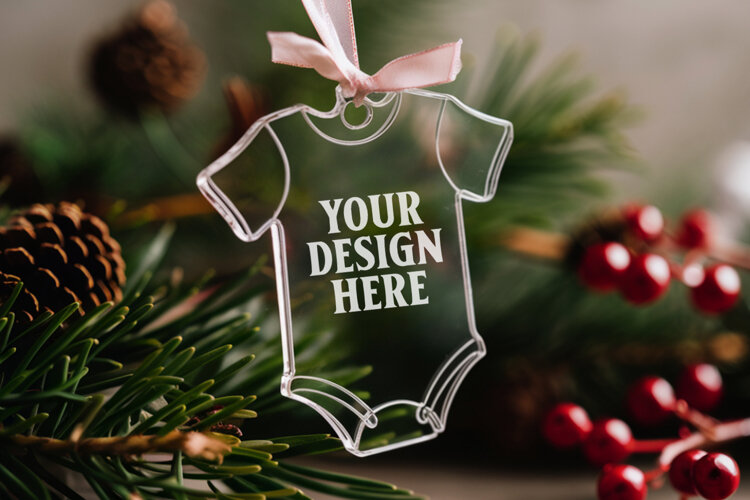 Acrylic Christmas Ornament Mockups | Clear Holiday Ornament example image 1