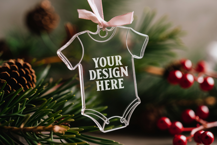 Acrylic Christmas Ornament Mockups | Clear Holiday Ornament