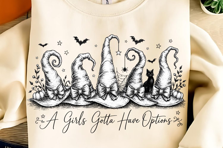 A Girl Gotta Have Options PNG, Retro Halloween PNG, Spooky