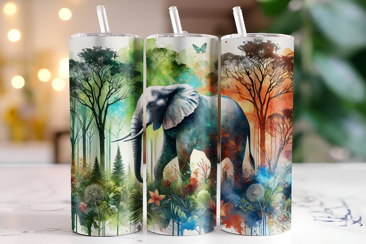Elephant Tumbler Wrap | Sublimation | Tumblers example image 1