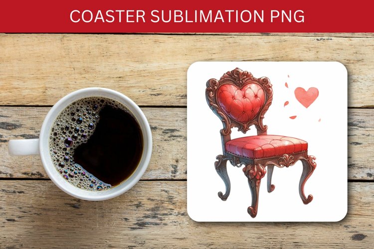 valentine square coaster - love chair example image 1