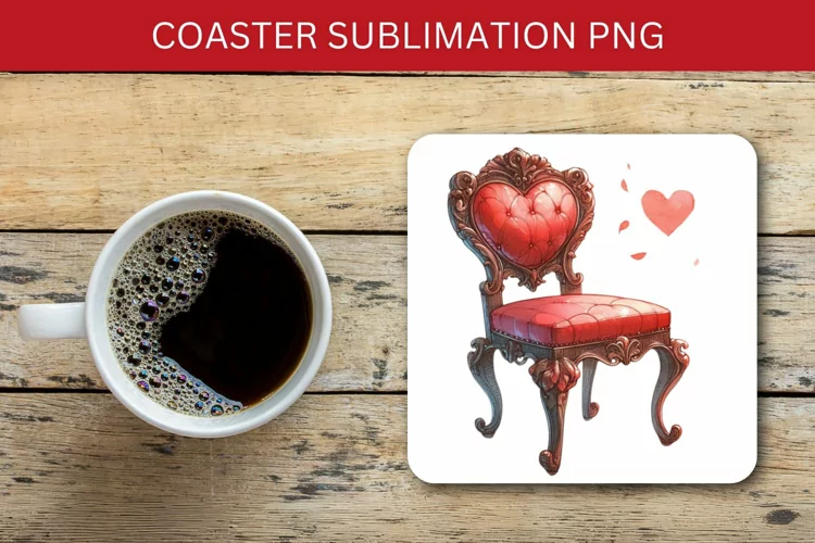 valentine square coaster - love chair