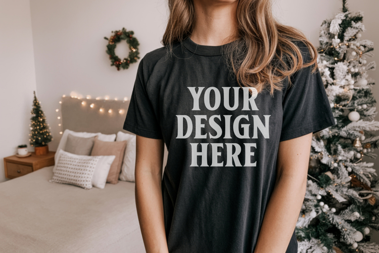 Black Tshirt Mockup Image 22