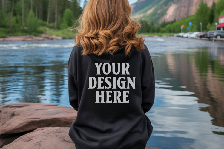 Black Gildan 18500 Hoodie Sweatshirt Mockup, 185 mock up