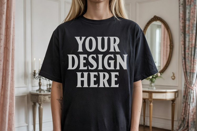 Black Tshirt Mockup Image 16