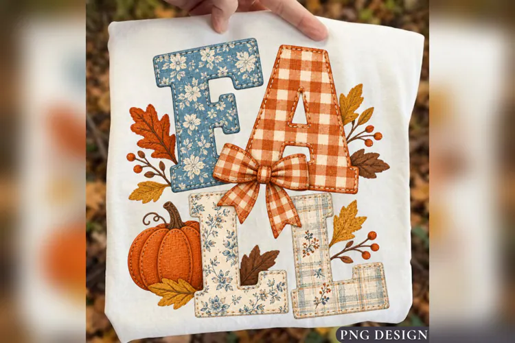 Fall Pumpkin PNG, Vintage Floral Plaid Autumn Design