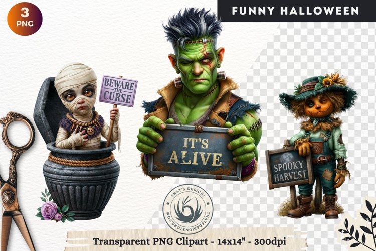 Funny Halloween characters Clipart Spooky graphics