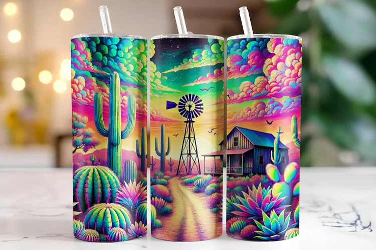 House & Cactus Tumbler Wrap | Sublimation | Tumblers