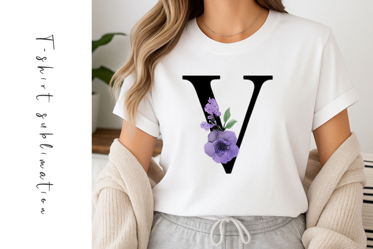 Alphabet, Letters, Monogram, Purple and Pink Flowers