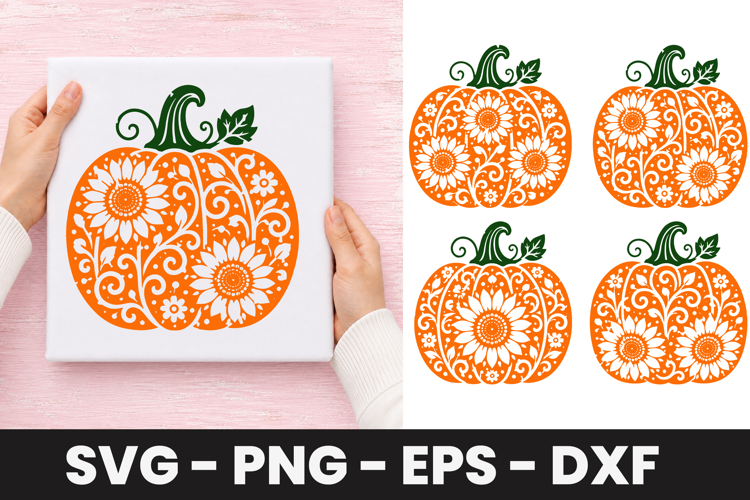 Sunflower Scroll Pumpkin SVG PNG