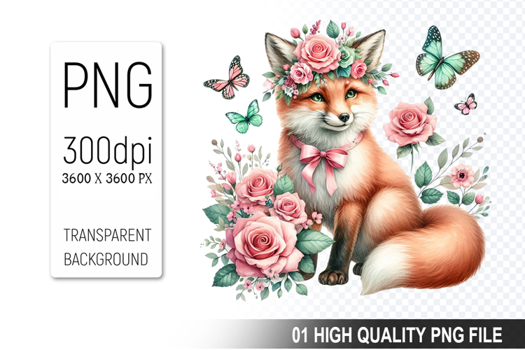 Cute Watercolor Fox Clipart Image 10