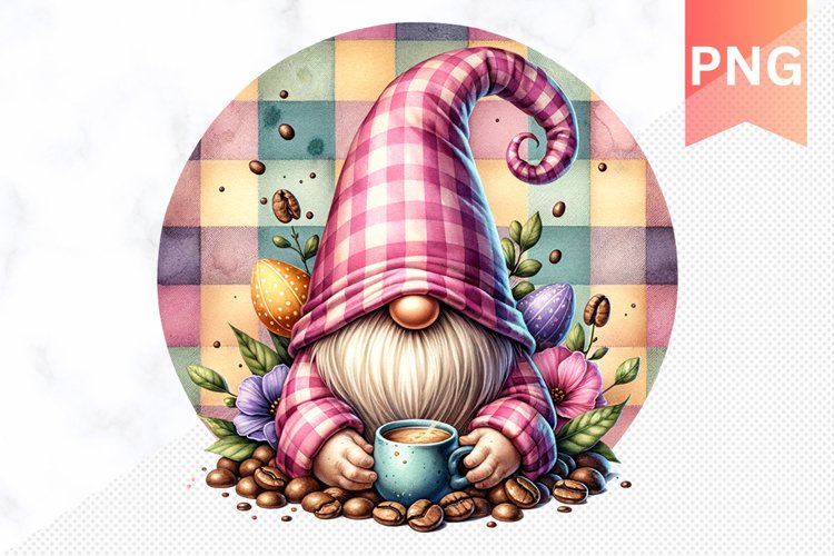 Easter Coffee Gnome Sublimation - Gnome Clipart Design